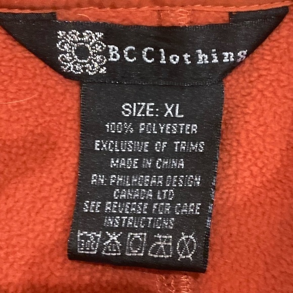 Bc Clothing fleece & nylon zip up vest in rusty burnt orange zip pockets size xl - Picture 10 of 10